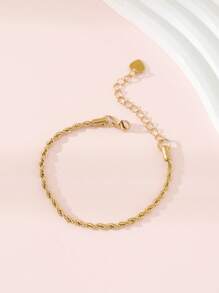 1入組時尚不銹鋼極簡手環適合女士日常裝飾 - 金黃色 - 查看 2