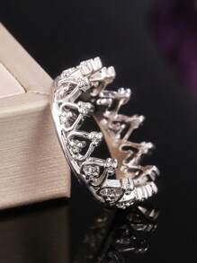1pc Fashionable Crown Design Ring For Women For Daily Decoration - Silver - View 2