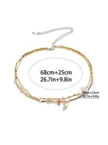 Chiếc Thời Trang Cổ Điển Pha Lê Nhân Tạo & Vỏ Mặt Dây Chuyền Chuỗi Vòng Eo Nhiều Lớp Đính Hạt Cầu Vồng, Bữa Tiệc Bãi Biển Gợi Cảm Của Phụ Nữ - Nhiều màu - Xem 6