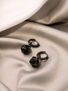 Đôi Vintage Hình Học Đen Đính Đá Cubic Zirconia Thả Bông Tai Sang Trọng Và Nhẹ Nhàng Sang Trọng Cảm Giác - màu đen - Xem 4