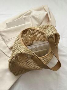 Phong cách kỳ nghỉ túi rơm trung bình - Màu Khaki - Xem 4