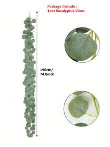 1pc Artificial Eucalyptus Leaf Wreath, Green Polyester Fake Leaf Garland, For Party Decor