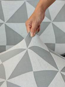 1pc Geometric Pattern Stretchy Sofa Seat Cushion Slipcover, Light Grey Polyester Sofa Seat Dust Cover, For Summer - Light Grey - View 5