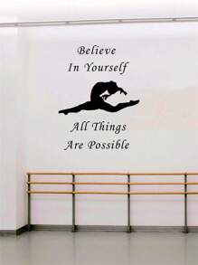 1 Đơn Giản Màu Đen Bảng Chữ Cái và Vũ Công Tường Đề Can, NHỰA PVC Chống Thấm Nước Trang Trí Tường Đề Can cho Trang Trí Nhà - màu đen - Xem 2