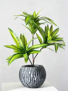 1株简约黄色人造植物，仿真叶子，适用于家居装饰、花园装饰、户外植物、园艺、假花 - 黃色 - 查看 2