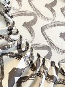 1 pieza Sábana bajera con estampado de corazón - Blanco y Negro - Ver 5