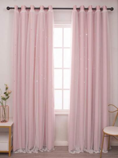 ستارة طبقة مزدوجة المرجان وردي البوليستر مزخرف بترتر لامع الى منزل زخرفة قطعة واحدة