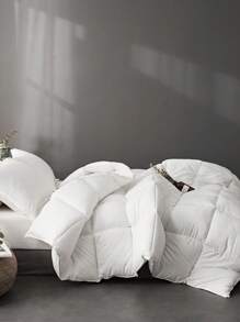 1pc Solid Color White Quilted Quilt, Modern Soft Bedspread For Bedroom - White - View 1