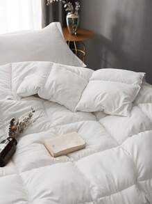 1pc Solid Color White Quilted Quilt, Modern Soft Bedspread For Bedroom - White - View 5