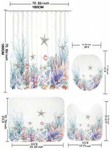 1 Biển Thế Giới Họa Tiết Thảm Nhà Tắm Hoặc Màn Tắm, Polyester Nhiều Màu Sắc Thấm Hút Thảm Nhà Tắm Cho Phòng Tắm - Nhiều màu - Xem 2