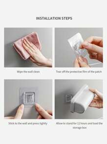 1pc Punch Free Light Grey Trash Bag Storage Box, ABS Garbage Bag Storage Box For Household - Light Grey - View 3