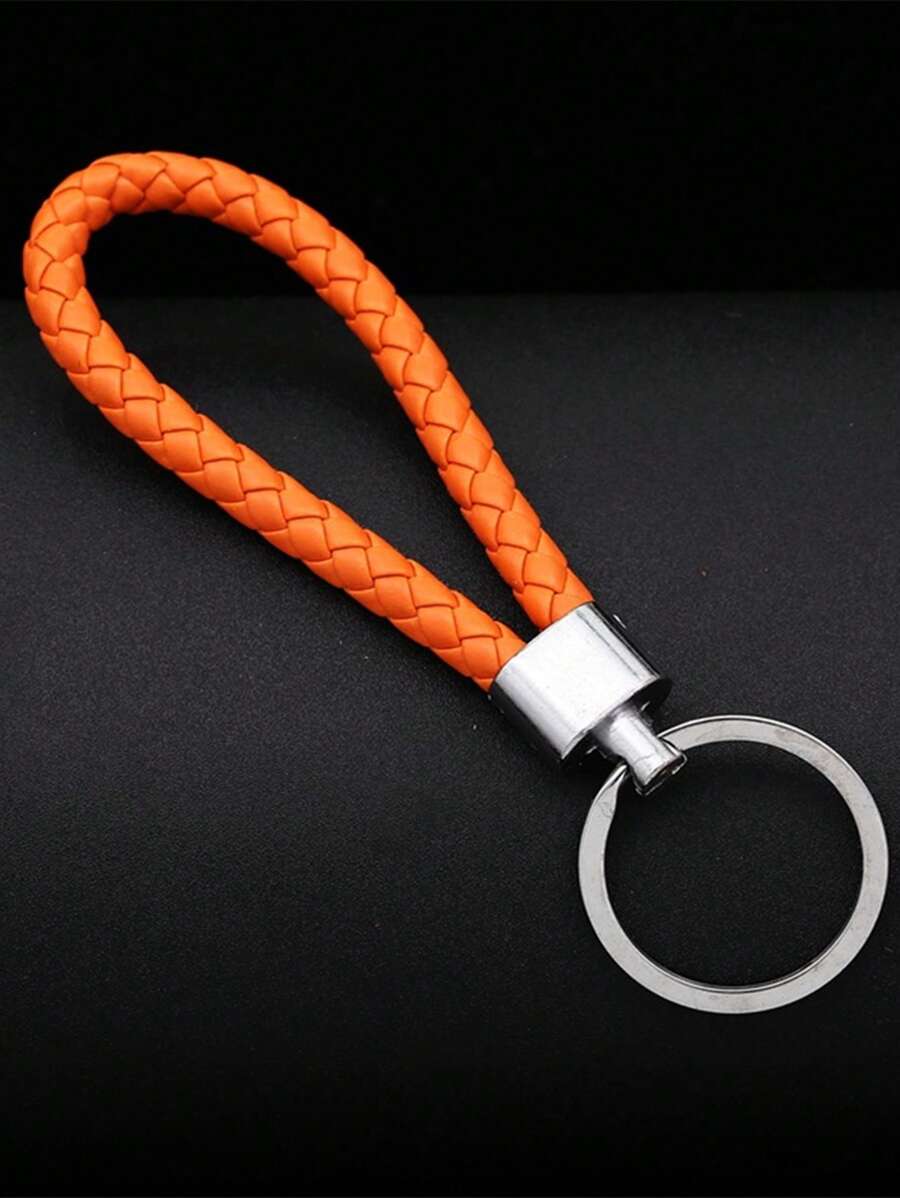 1入組男士編織細節時尚鑰匙圈適用於鑰匙裝飾用品 - 橘色 - 查看 1