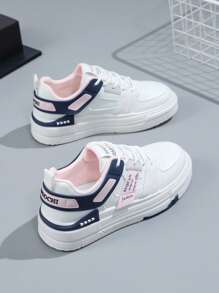 Women Thick Sole Platform Sneakers White Casual Sport Shoes Soft Bottomed Increased Height Athletic Training Shoes 2024 Autumn New Fashion - Multicolor - View 1