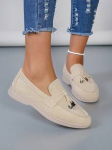 女性金屬裝飾平底時尚戶外仿麂皮平底鞋