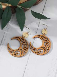 Bông tai thả mặt trăng rỗng - Nhiều màu - Xem 1