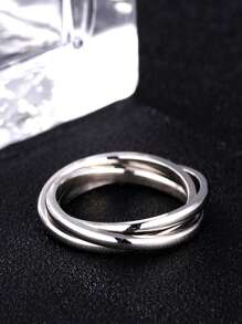 1pc Fashionable Stainless Steel Layered Ring For Men Women For Daily Decoration - Multicolor - View 4