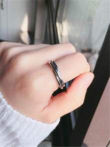 1pc Fashionable Stainless Steel Layered Ring For Men Women For Daily Decoration - Multicolor - View 5
