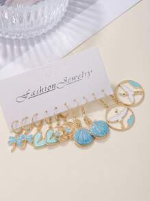 5 Cái/bộ Thời Trang Hợp Kim Kẽm Chuồn Chuồn & Bông Tai Giọt Trái Tim Cho Nữ Trang Trí Hàng Ngày - Nhiều màu - Xem 5