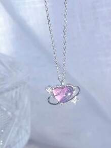 1入組告白氣球心型月亮愛情星空翅膀吊墜項鍊