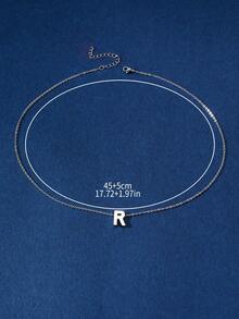 1 vòng cổ mặt dây chuyền chữ cái - Bạc - Xem 3