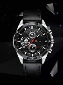VA VA VOOM Relógio esportivo masculino Va Va Voom, pulseira de couro preto, relógio de lazer e festa, movimento moderno, adequado para estudantes, como presente de dia dos pais como presente para alunos que retornam à escola