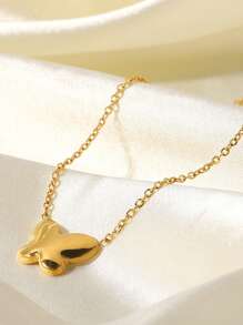 1入組時尚不銹鋼蝴蝶墜飾項鍊適合女士日常裝飾 - 彩色 - 查看 7