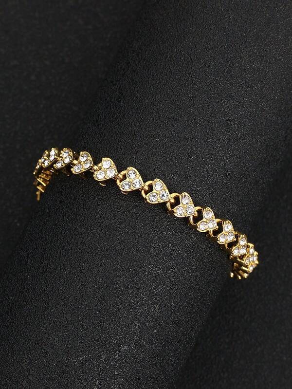 1 peça Pulseira de corrente glamouroso liga de zinco decoração de strass para mulheres para decoração diária