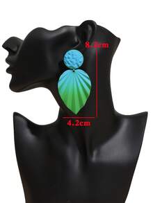 1 đôi bông tai hình chiếc lá sắt thời trang dành cho nữ để trang trí hàng ngày - màu xanh lá - Xem 3