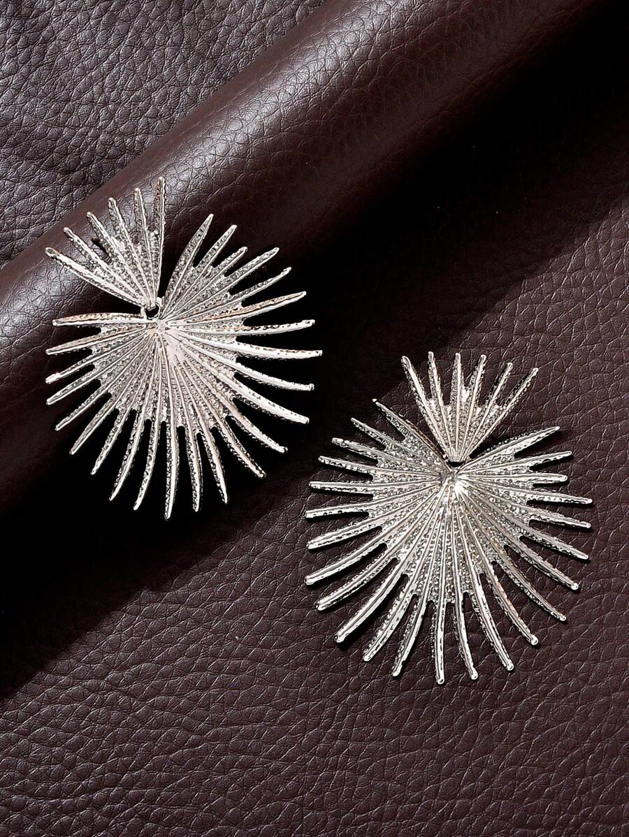 Đôi Vòng Tròn Hình Học Thiết Kế Rỗng Thanh Lịch Thời Trang Nữ Bông Tai - Bạc - Xem 1