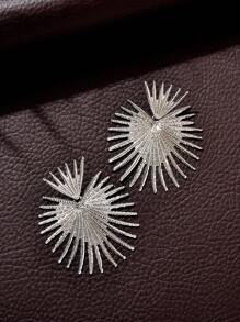 Đôi Vòng Tròn Hình Học Thiết Kế Rỗng Thanh Lịch Thời Trang Nữ Bông Tai - Bạc - Xem 2