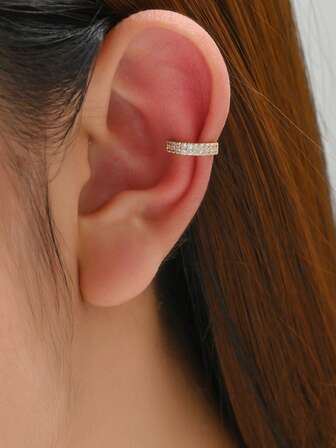 1入組方晶鋯石裝飾耳夾銅首飾類