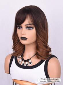 短卷人造假髮帶劉海 - 棕色 - 查看 3