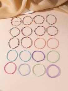 20入組波西米亞風格多色米珠人造水晶玻璃串珠手鍊套裝 - 彩色 - 查看 3