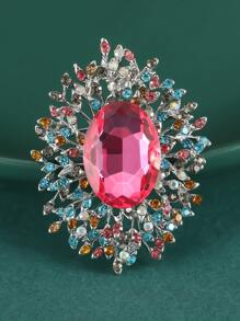 Luxury Crystal Flower Brooch For Women Party Banquet Jewelry Gift Dress Suit Accessories - Pink - View 8