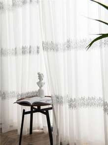 τμχ Παγιέτα λεπτομέρεια Faux Pearl Decor Διαφανής κουρτίνα πάνελ, μοντέρνα πολυεστερικό ελαφρύ φιλτράρισμα Privacy Διαφανής κουρτίνα για σαλόνι και υπνοδωμάτιο - trắng - Xem 1