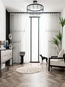 τμχ Παγιέτα λεπτομέρεια Faux Pearl Decor Διαφανής κουρτίνα πάνελ, μοντέρνα πολυεστερικό ελαφρύ φιλτράρισμα Privacy Διαφανής κουρτίνα για σαλόνι και υπνοδωμάτιο - trắng - Xem 5