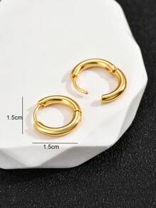 1 Đôi Khuyên Tai Vòng Tối Giản Bằng Thép Không Gỉ Thời Trang Cho Nam Để Trang Trí Hàng Ngày - Vàng - Xem 3