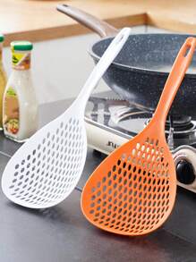 1入組塑料漏勺勺子現代主義素色多功能勺子長柄廚房用勺子 - 白色 - 查看 4