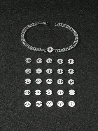 1入組時尚不銹鋼字母裝飾手鏈適合女士適用於日常