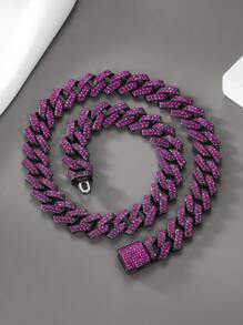 1入組奢華鋅合金水鑽裝飾項鍊適合男士日常裝飾,適用於首飾類禮品和派對