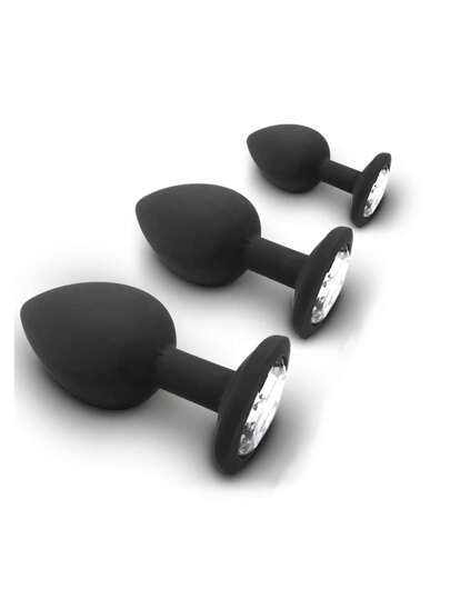 3pcs Rhinestone Decor Silicone Anal Plug Trainer Kit , Butt Plug , Buttplug Sex Toys For Beginner ,  Women & Men