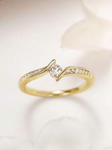 1pc Glamorous Cubic Zirconia Decor Ring For Women For Valentine's Day Gift,Mom,Mother,Mother's Day,Gift