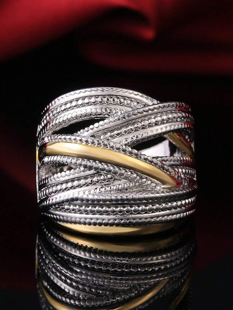 1pc Fashionable Criss Cross Layered Ring For Women For Valentine's Day Gift,Mom,Mother,Mother's Day,Gift