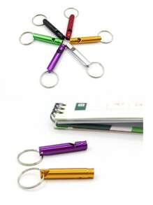 1入組鋁合金哨子,戶外登山生存哨子,多功能緊急情況哨子,鑰匙圈吊墜 - 黑色 - 查看 2