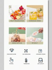 1pc Reusable Silicone Ice Cube Mould, Casual Square Ice Cube Maker Tray For Home - Grey - View 5
