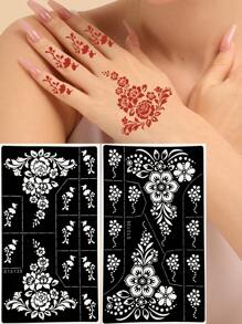 2 tờ Giấy dán hình xăm in hoa - màu đen - Xem 1