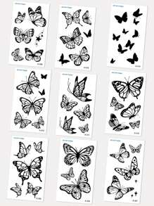 STARTTOOS 9sheets Butterfly Pattern Tattoo Sticker Y2k Temporary Tattoos