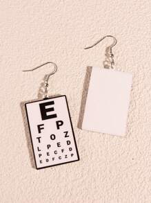 1 par Pendientes largos moda tabla optométrica para mujeres para decoración diaria