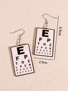1 par Pendientes largos moda tabla optométrica para mujeres para decoración diaria