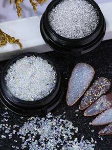1box 3D Glitter Rhinestone Micro Bead Nail Art Decoration - White - View 1